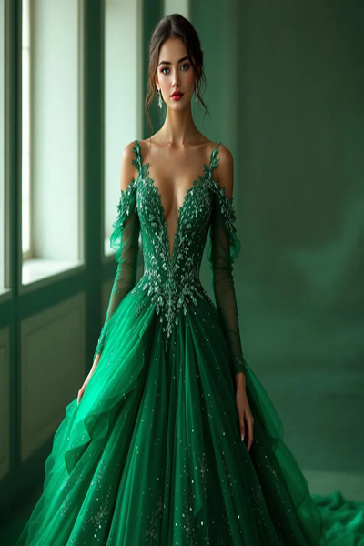 Emerald Elegance Prom Gown